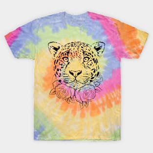 Majestic leopard with Flowers T-Shirt